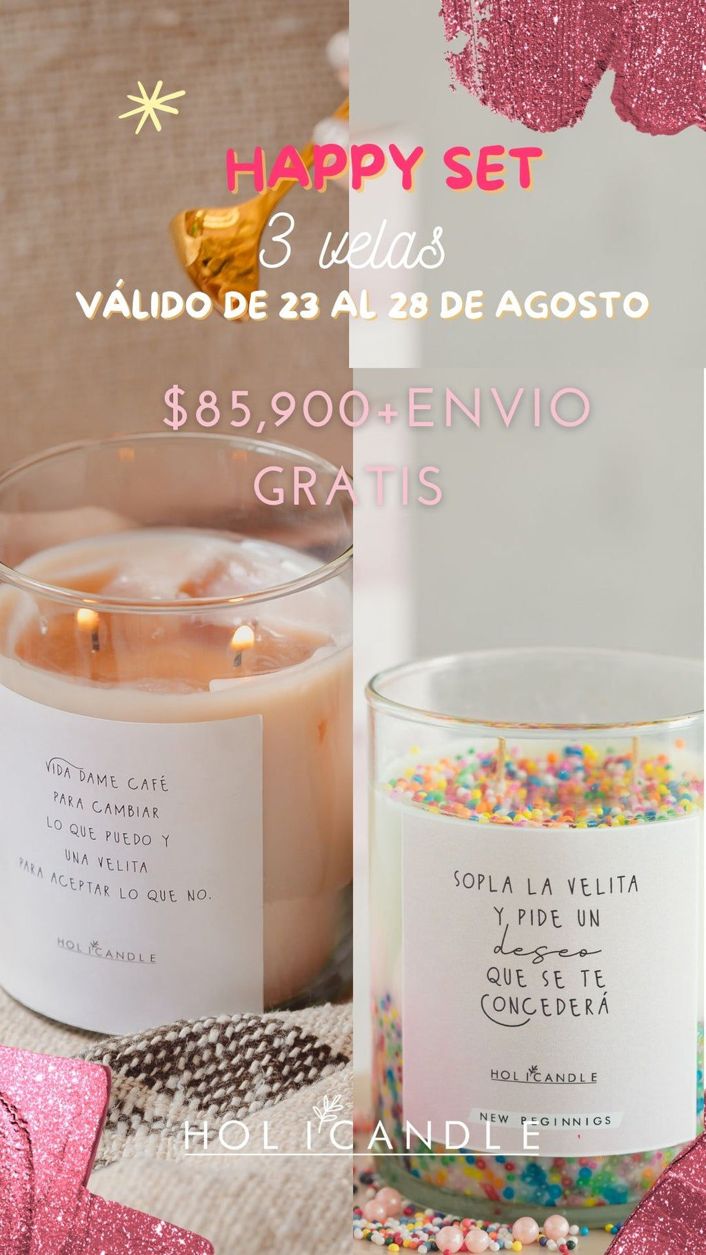 SET HAPPY  X 3  VELAS
